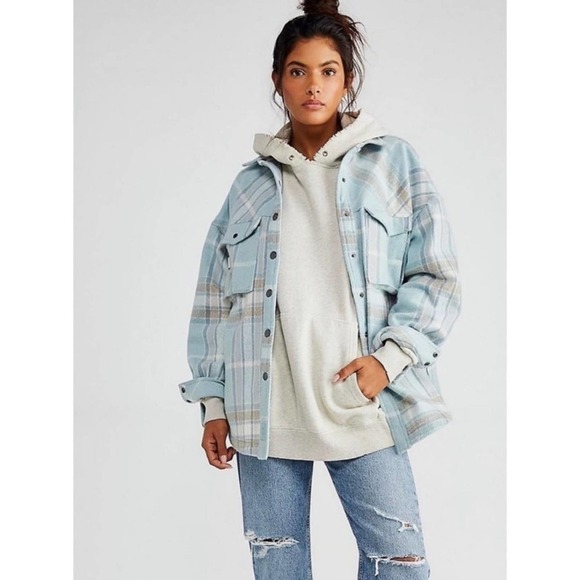 NWT Free People Cabin Cozy Plaid Heavyweight Button Down Jacket Shacket. Size XL - Picture 5 of 12